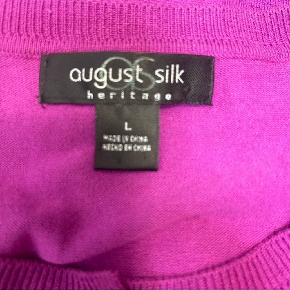 August Silk Heritage Short Sleeve Button Up Purple Cardigan Large - Picture 5 of 8